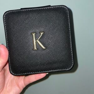 Black Monogrammed Accessory Case initial “K”